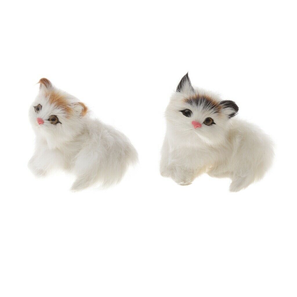2 PCS Lifelike Cat Animated Plush Realistic Kitten Decor Toys for Kids Boys