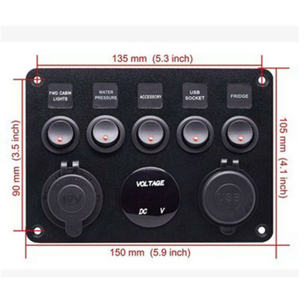 12V Circiut Voltmeter Cigarette USB Charger for Cars Boats, Yachts, Marine