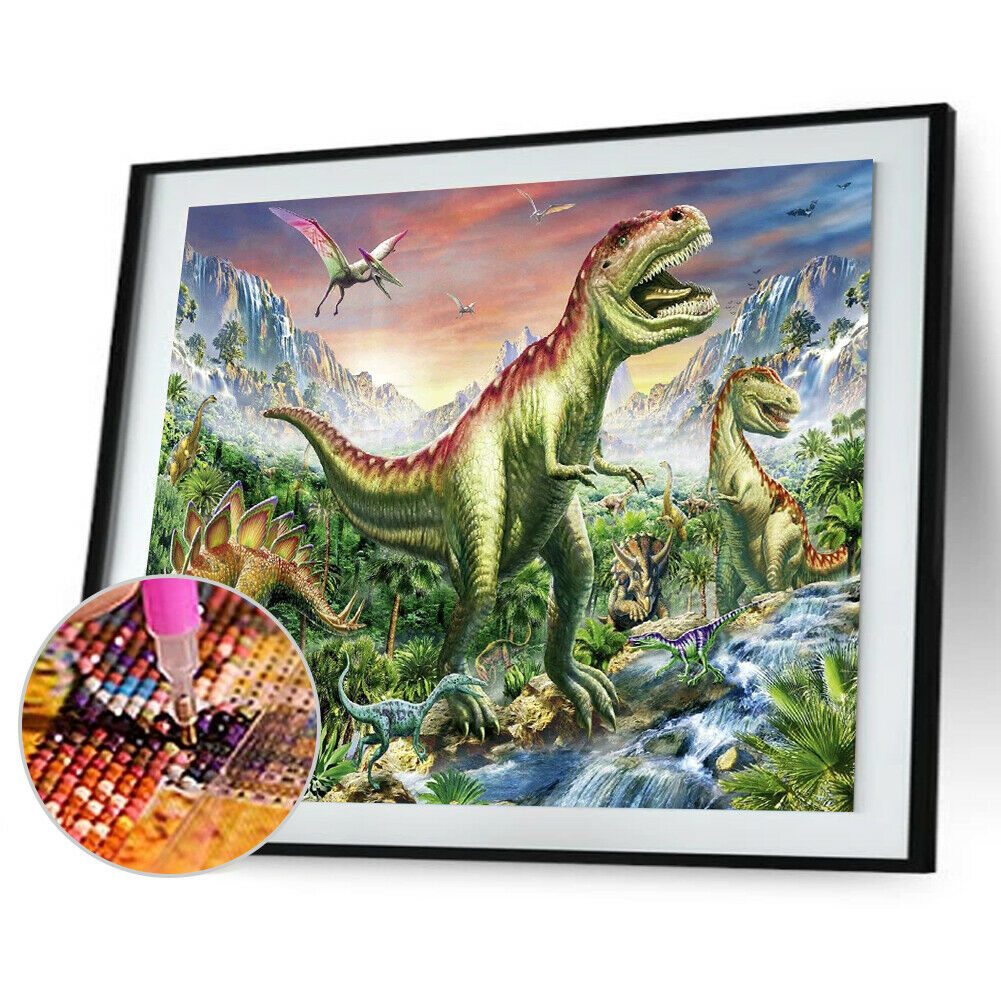 5D DIY Full Round Drill Diamond Painting Dinosaur World Cross Stitch Craft @
