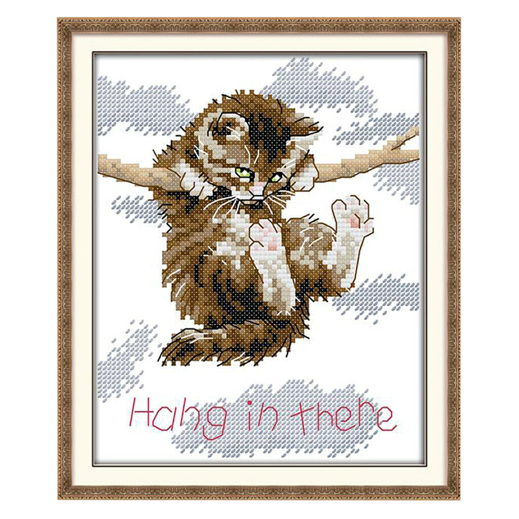 14 Count Cat  in There Counted Cross Stitch Kit Embroidery Kit 18x21cm
