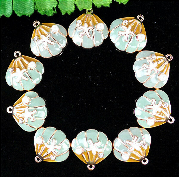 50Pcs 21x20x6mm Carved Dripping Oil Enamel Shell Starfish Pendant Bead HH827