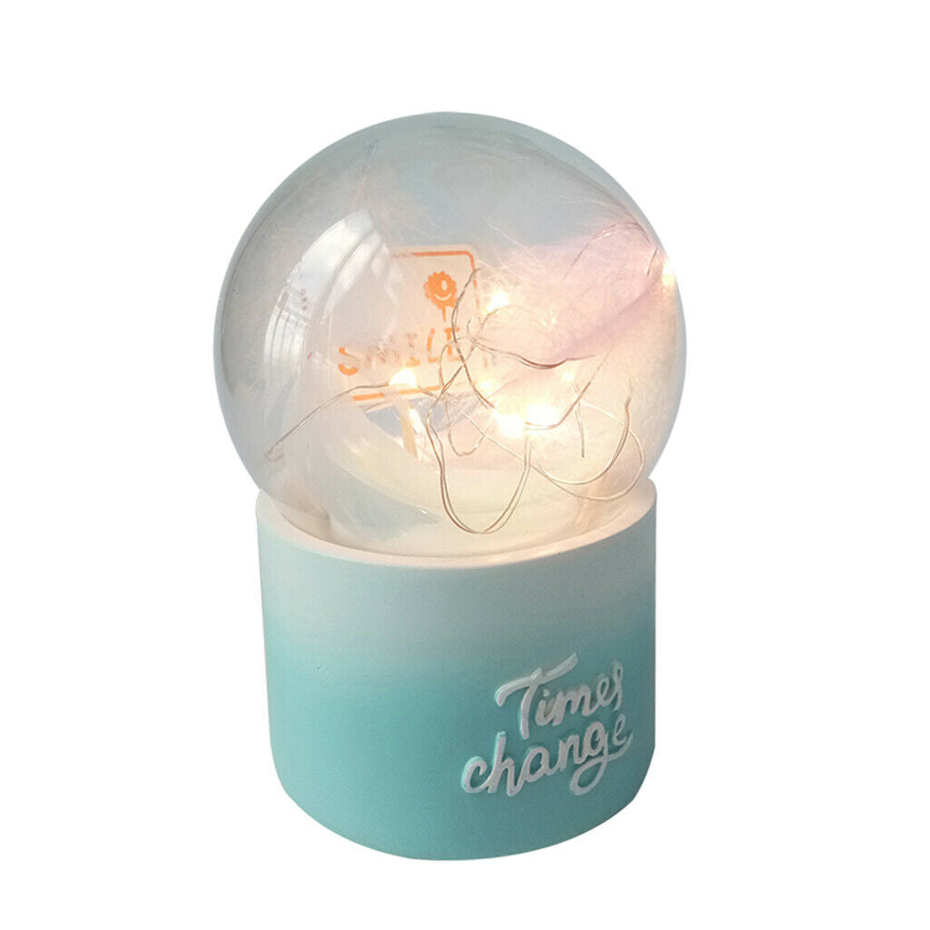 Water Globe Crystal Ball Musical Box Night Lights Battery Powered Pink Blue
