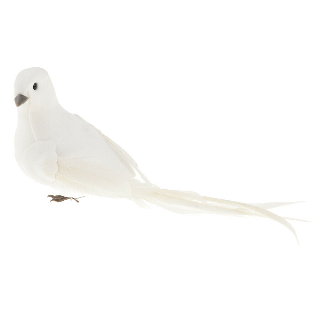 White Feathered Foam Artificial Doves Store Setting Garden Lawn Decoration