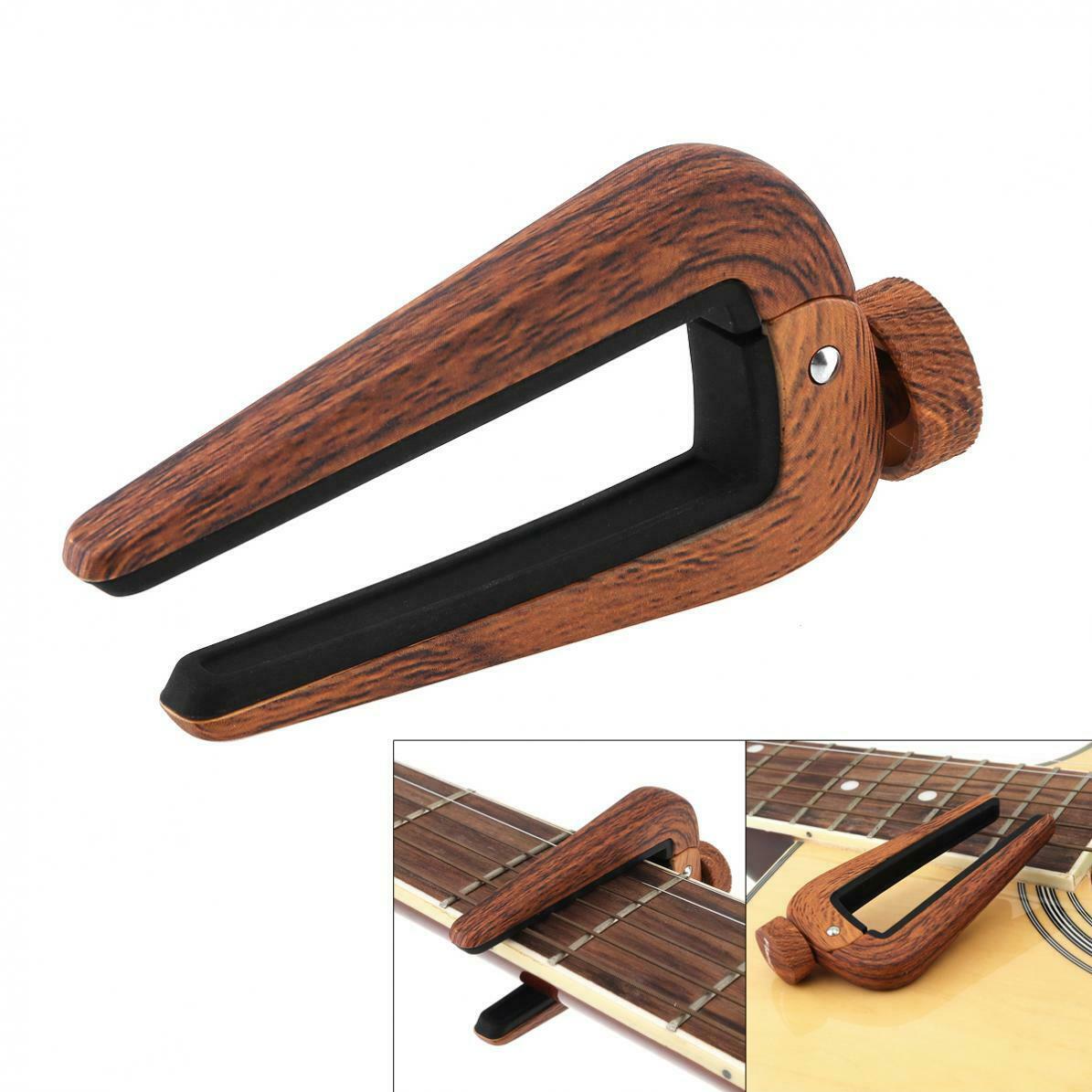Wood Grain Adjustable Zinc Alloy Capo for Acoustic Classical Guitar & Uklele
