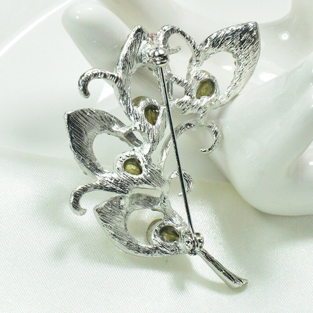 Women Crystal Leaves Brooch Wedding Bouquet Pin Jewelry for Party Prom