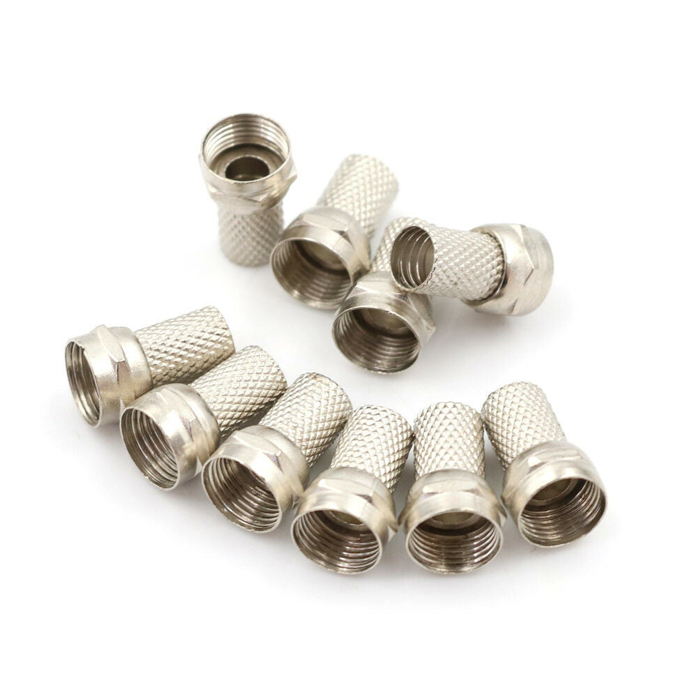 10 x F Connector Screw on type for RG6 Dual Shield TV Antenna Coax Cable FG