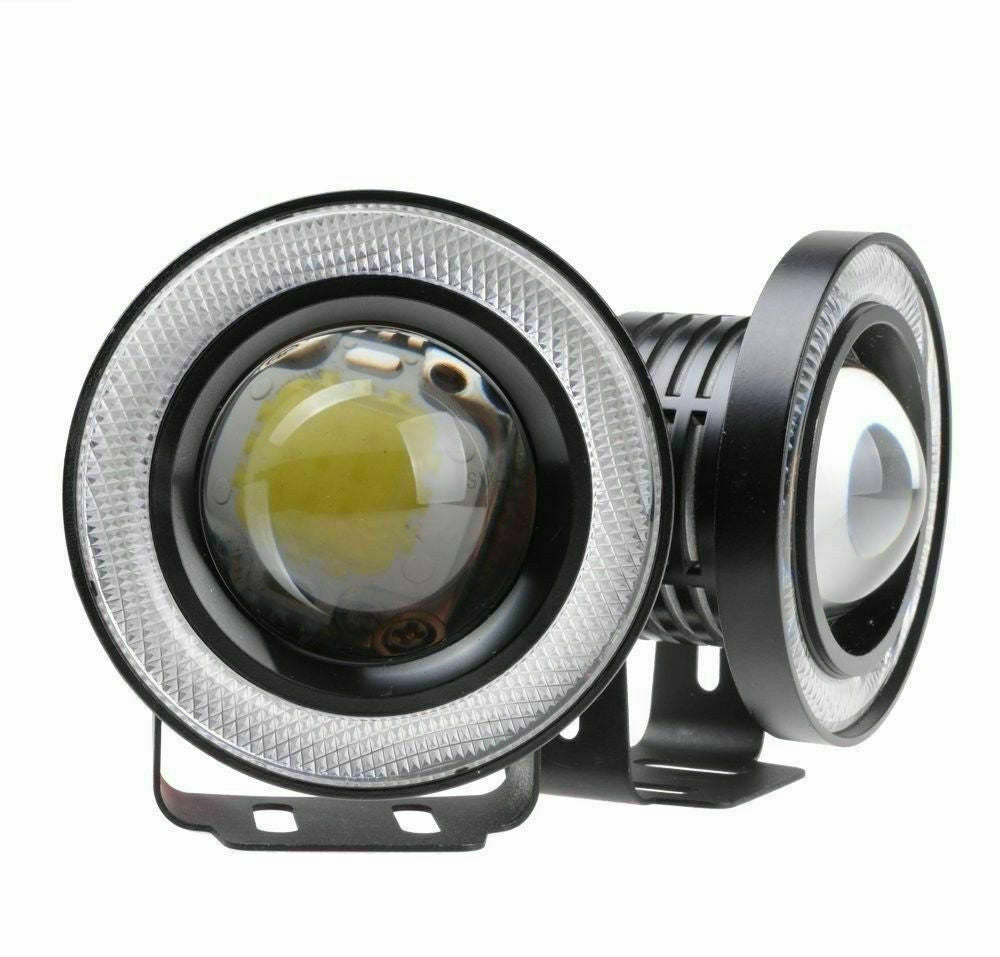 2X 3Inch COB LED Fog Light Projector Car Lamp White Halo Angel Eye Ring LED Bulb