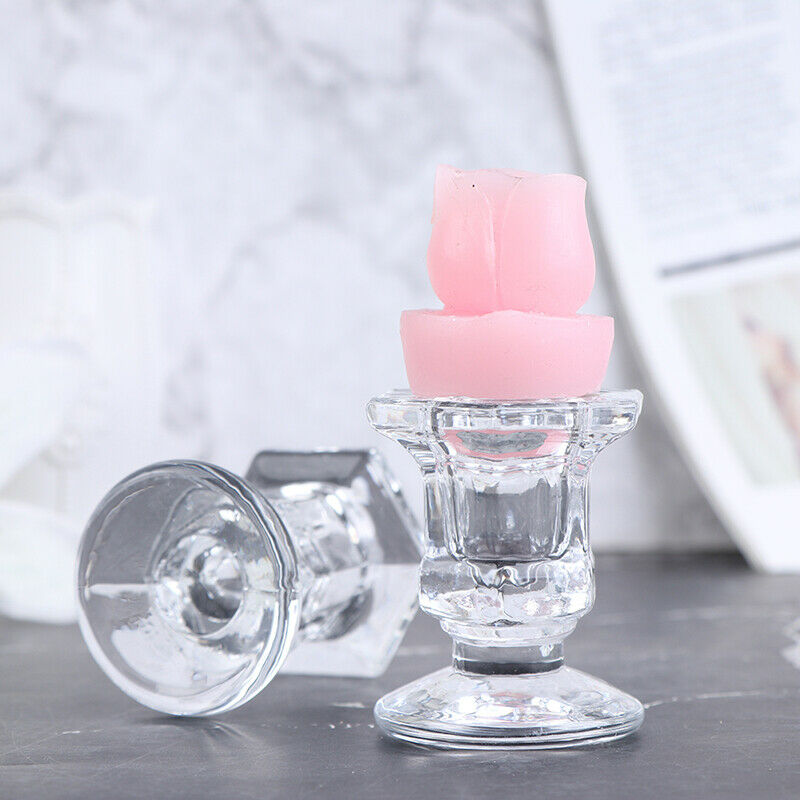 Wedding Candlestick Transparent Crystal Glass Candle Stand Dining Home De.l8