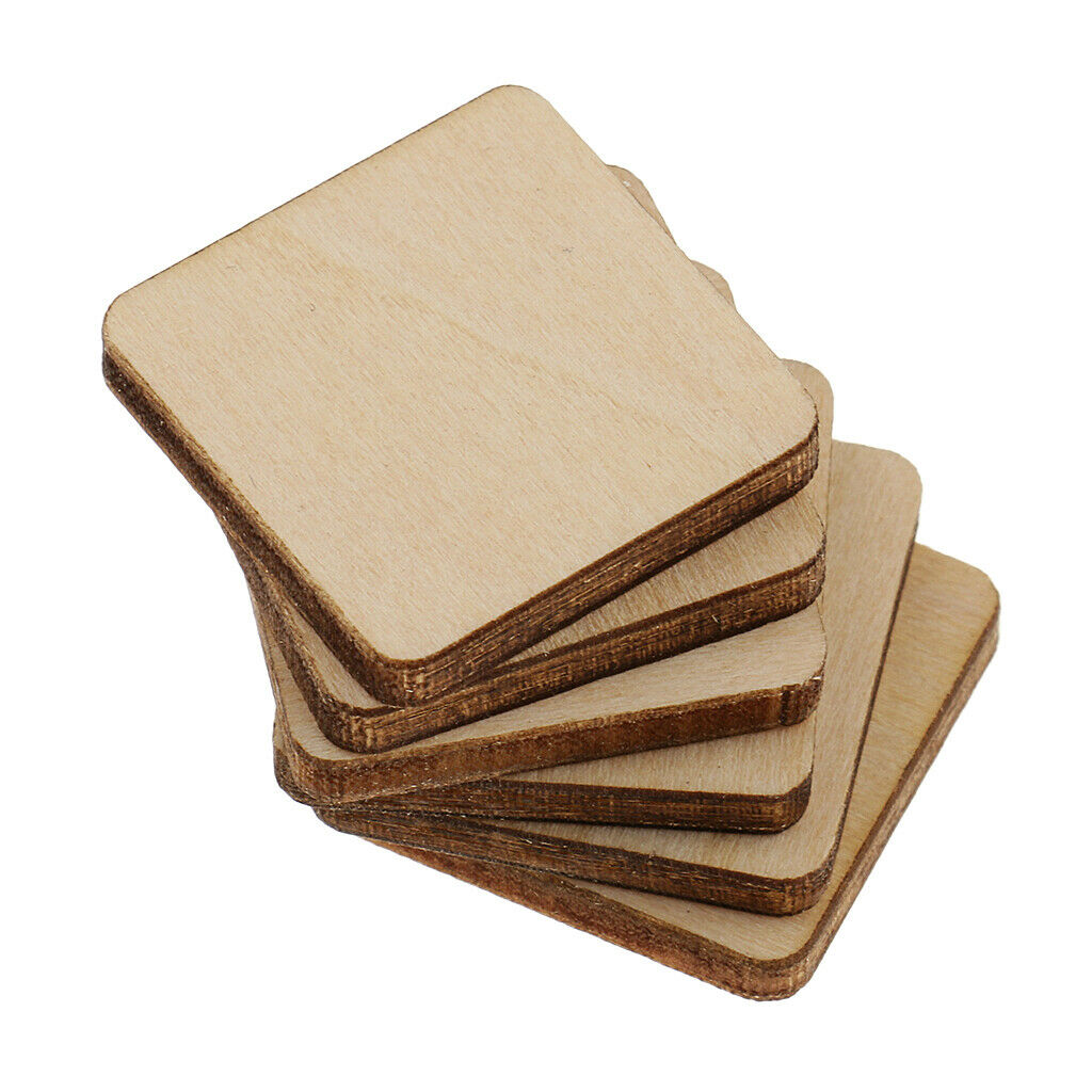 30x Square MDF Unfinished Wood Plaque for DIY Art Craft Pyrography, 20x20mm