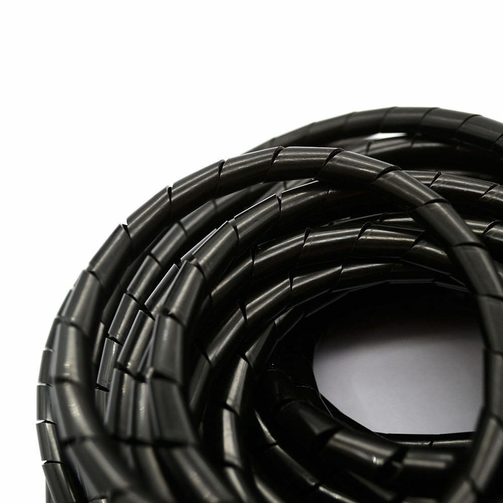 Electrical Wire Cable Protection 8mm Tube Spiral Wrap Hose 13meter Black durable