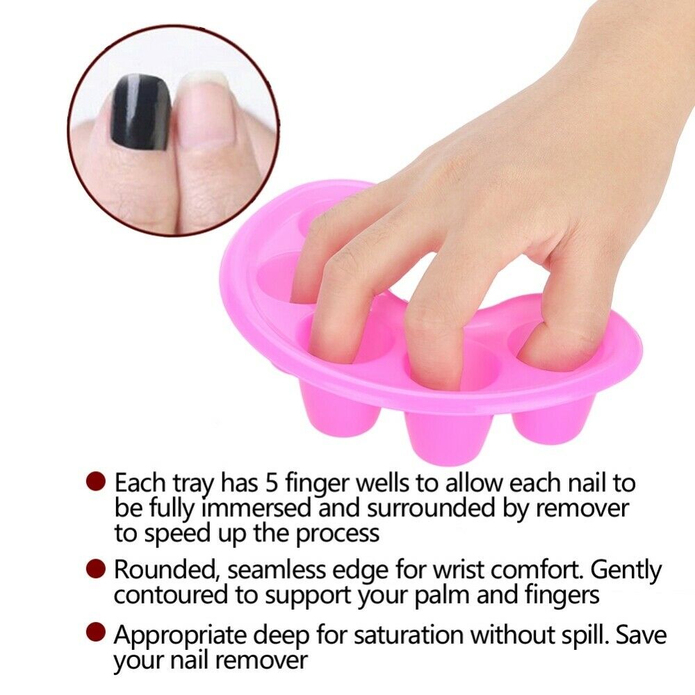 5pcs Nail Soaker Bowl Nail Art Tips Soakers Tray Polish Gel Treatment Remover