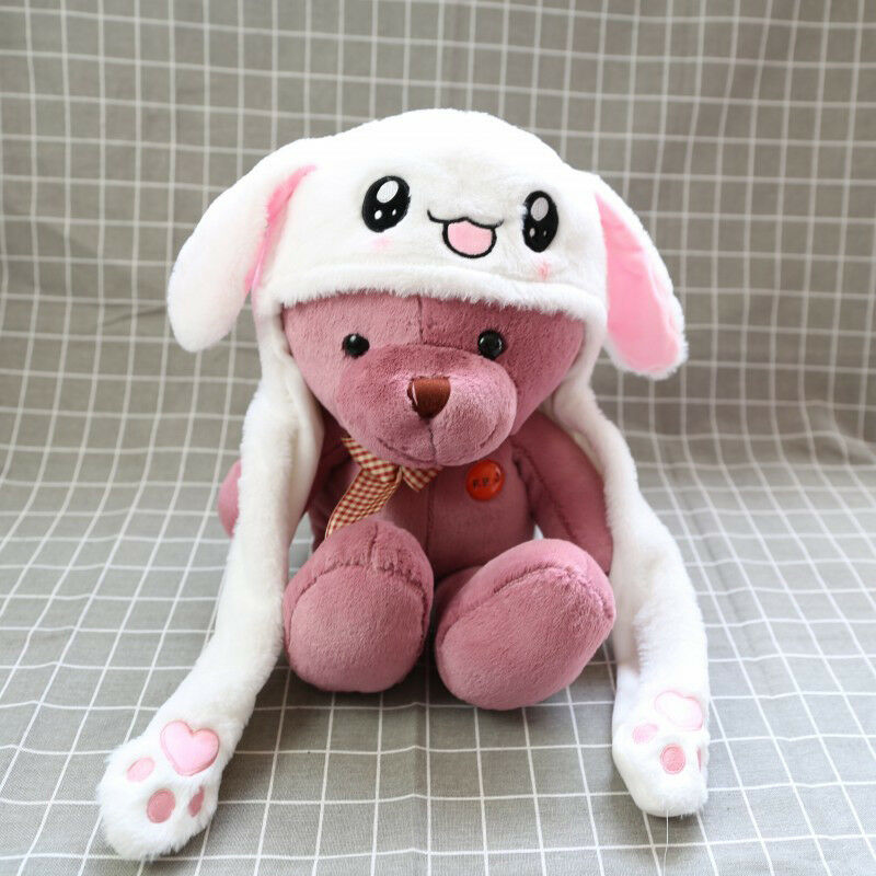 Plush Funny Animal Rabbit Hat Bunny Cap With Airbag Jumping Ear Movable Gift HN