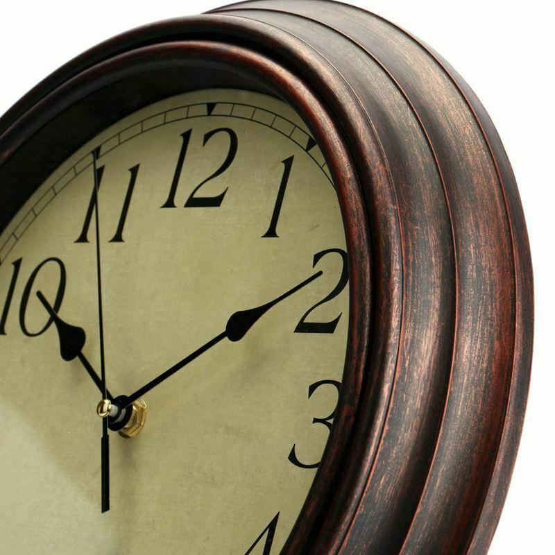 12-Inch Round Classic Clock Retro Non Ticking Quartz Decorative Wall Clock R4TT2