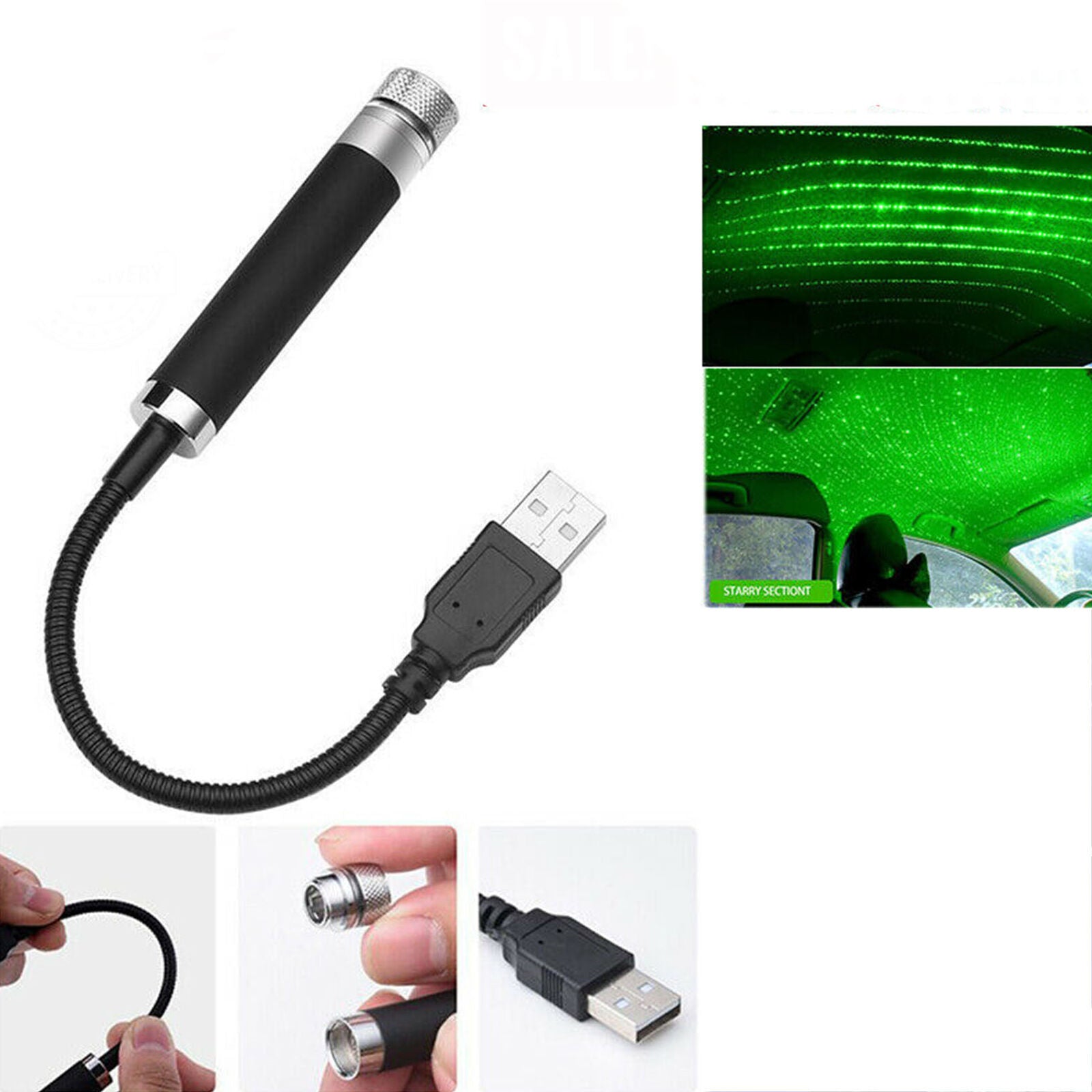 USB Car Roof Light Romantic Night Light Atmosphere Lamp Wedding&Birthday Party