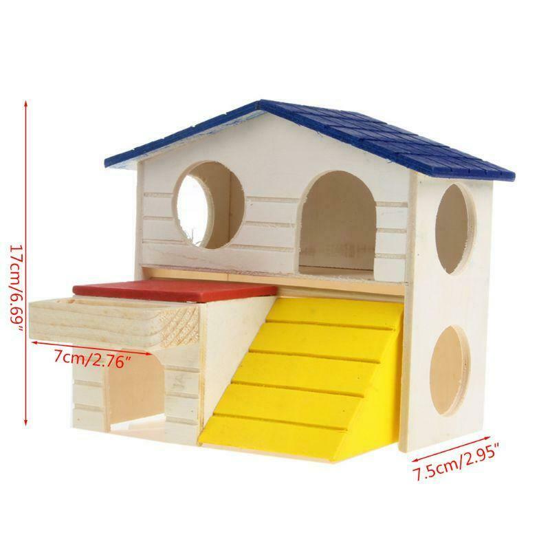 Wooden Bed House Cage Dual Layer Villa For Pet Rat Mouse Dwarf Hamster Animal