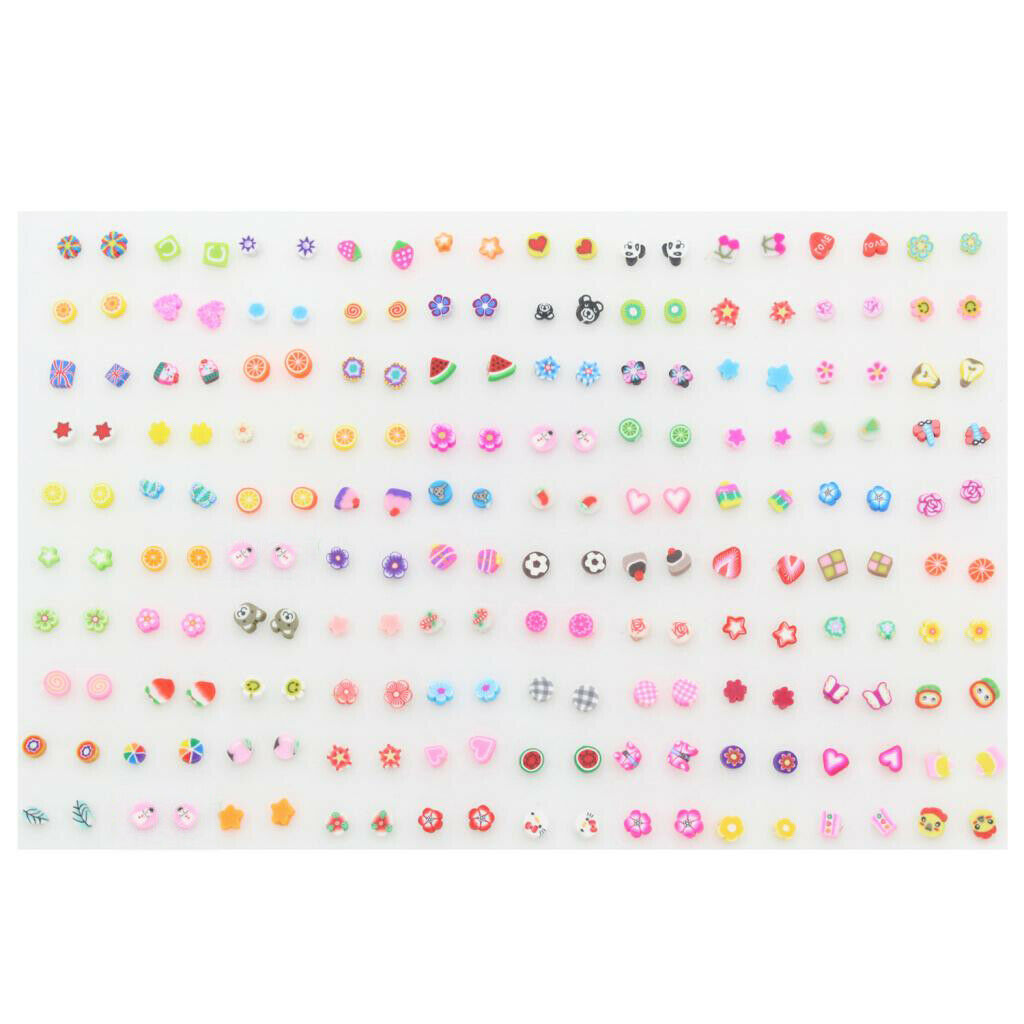 100 Pairs Mini Cartoon Cute Fruit Design Earrings Ear Stud Set Assorted Bulk