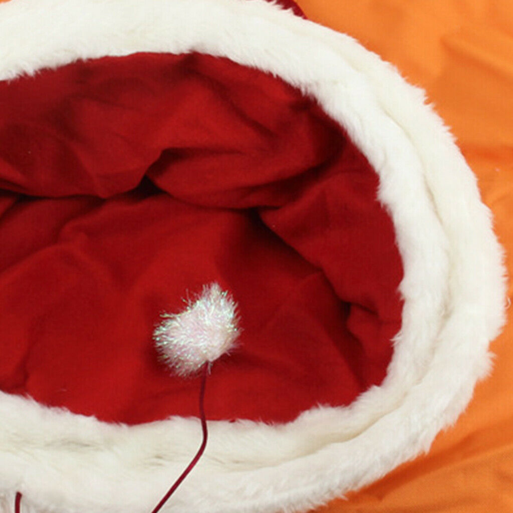Christmas Hat Pet Bed Warm Soft, Small Dog Bed, Cat Nest for Small Pet,