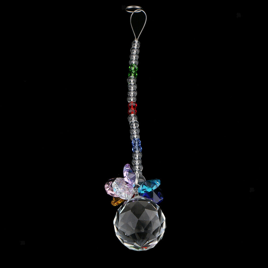 Crystal Hanging Suncatcher Rainbow Beads Ball Pendant Prisms Clear 21cm