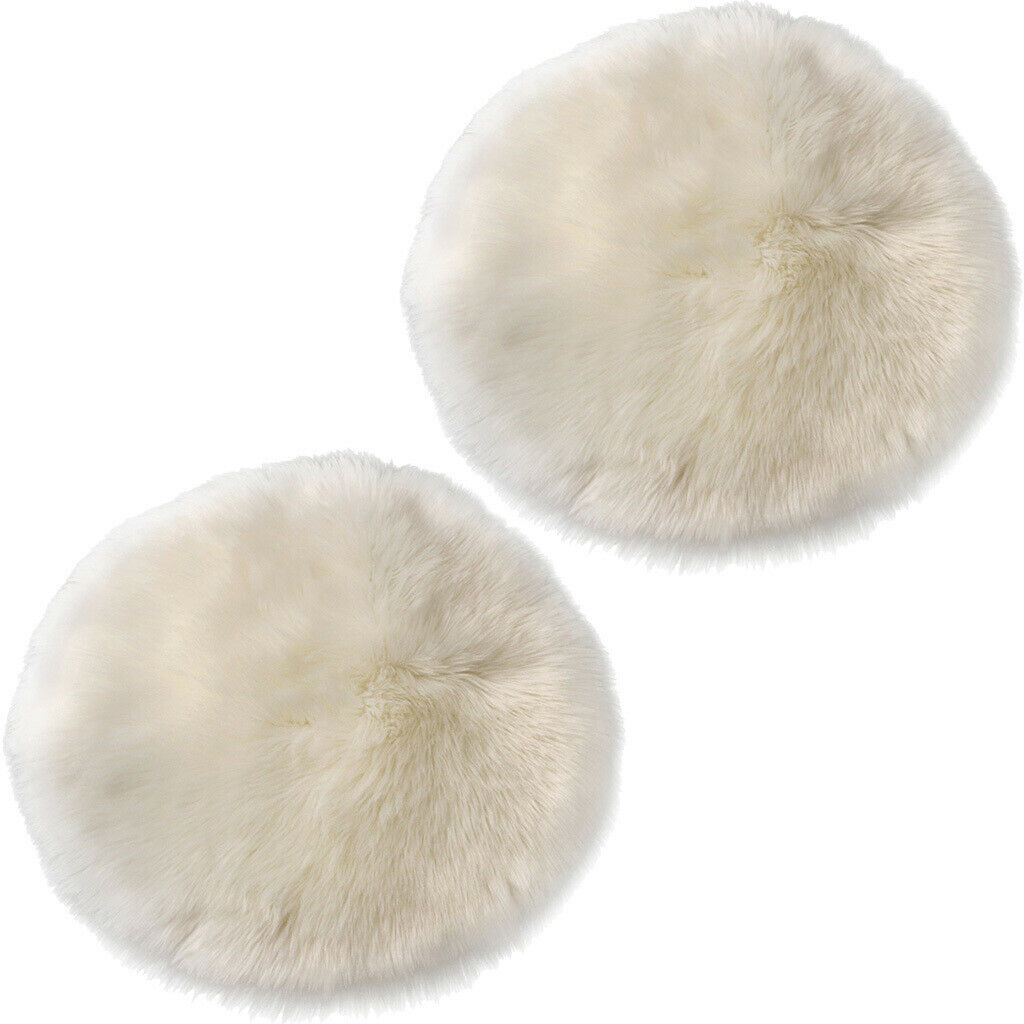Pack of 2 Round Faux Fur Seat Cushion Pad Artificial Sheepskin Floor Area Rug