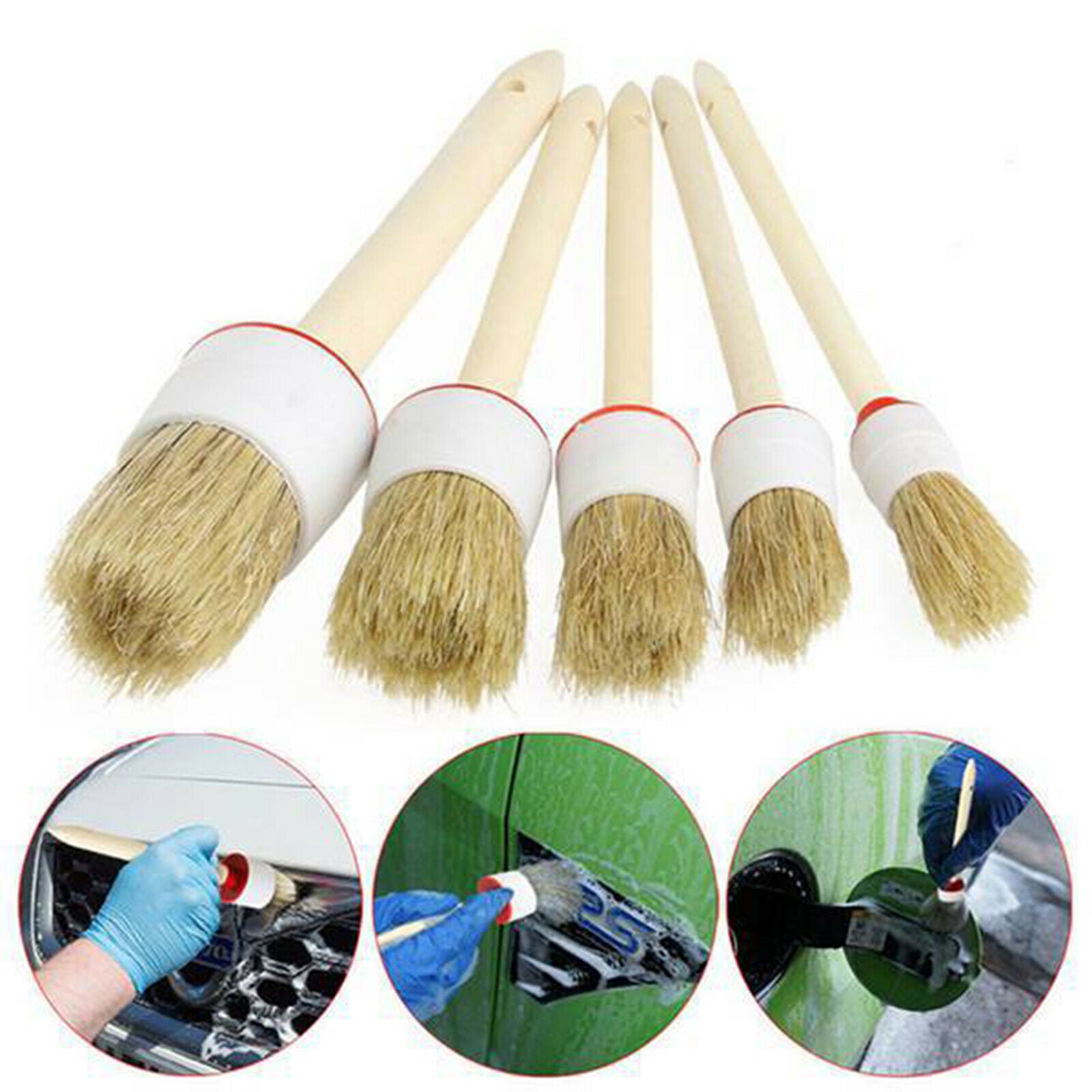 Pack of 5 Automotive Car Soft Bristle Detailing Brush Kit Duster 5 Sizes