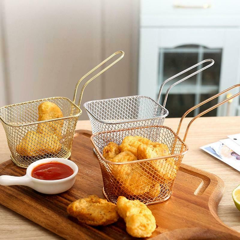 Professional Rectangular Stainless Steel French Fries Basket Small Individual