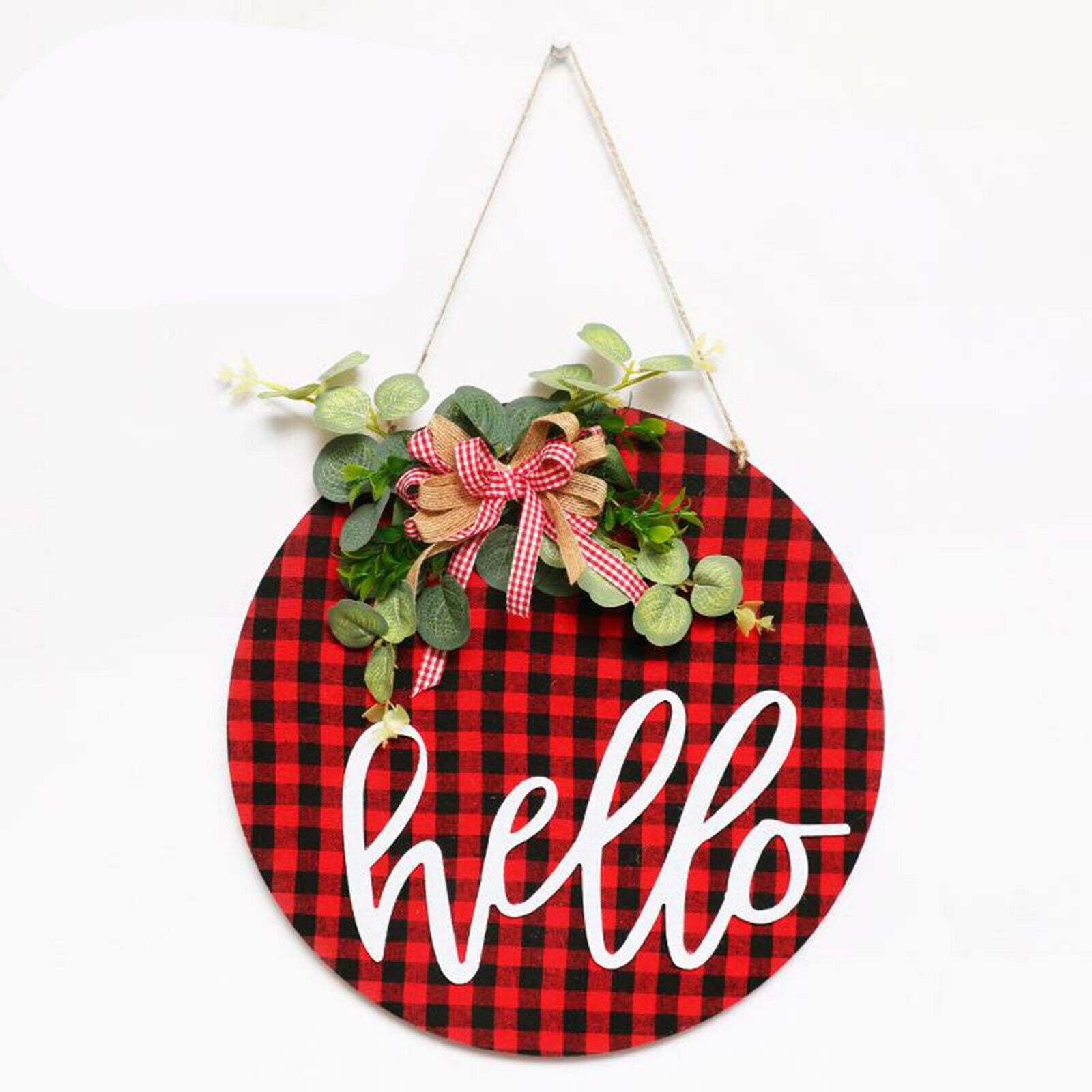 Easter Day Welcome Sign Rustic Front Door Hello Text for Farmhouse Porch Red and