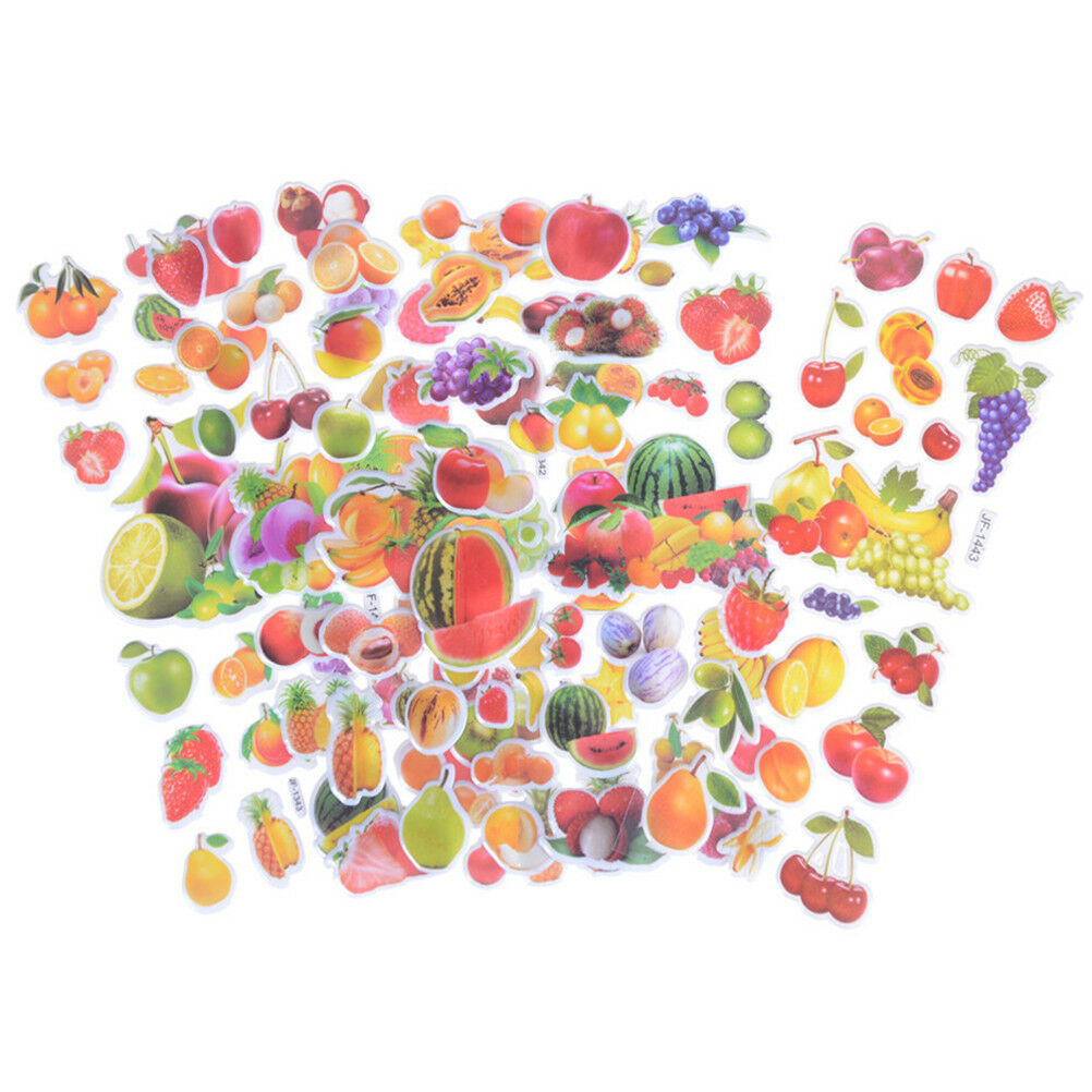 6Sheet Fruit Green Banana Grapes Scrapbooking Bubble Stickers Reward Kid T.l8