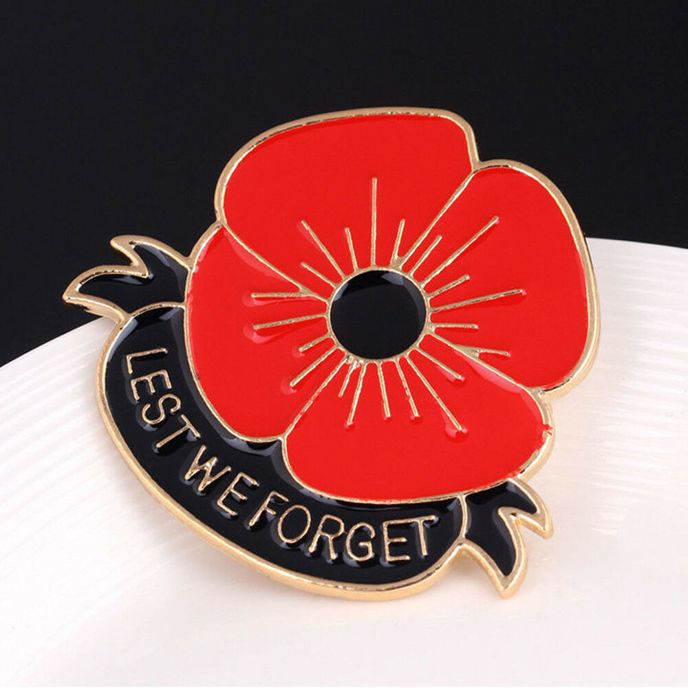 HOT Enamel Remembrance Brooch Red Poppy Flower Lapel Pin Broach Badge Banquet