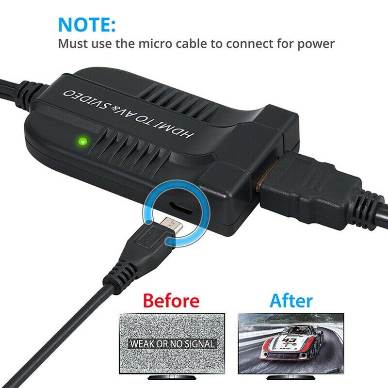 4X(1080P MI to Male AV Video Adapter Video Converter Box with USB Cable R7T5)
