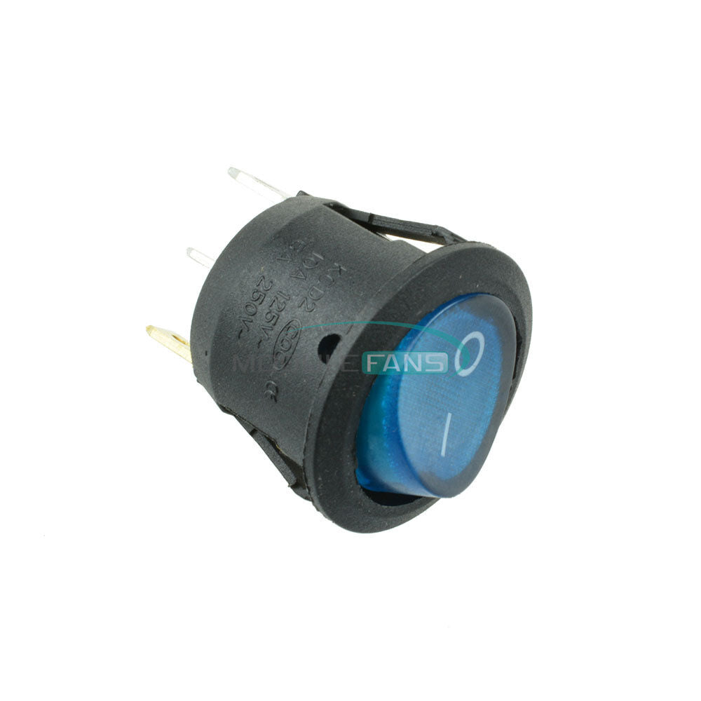 20PCS Mini Round Switch Blue 3Pin SPDT ON-OFF Rocker Snap-in