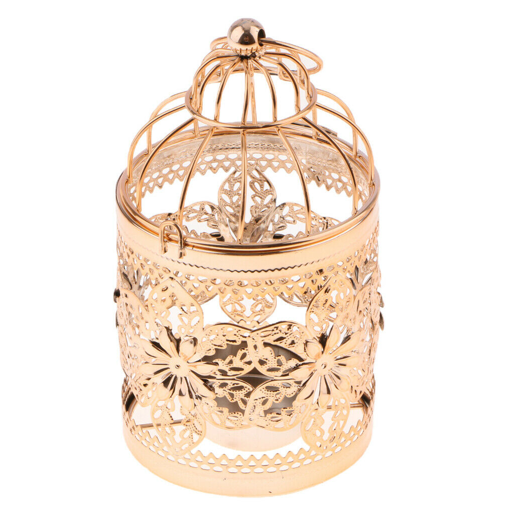 2 x Metal Craft Hollow Flower Pattern Candle Holder Hanging Birdcage Candle