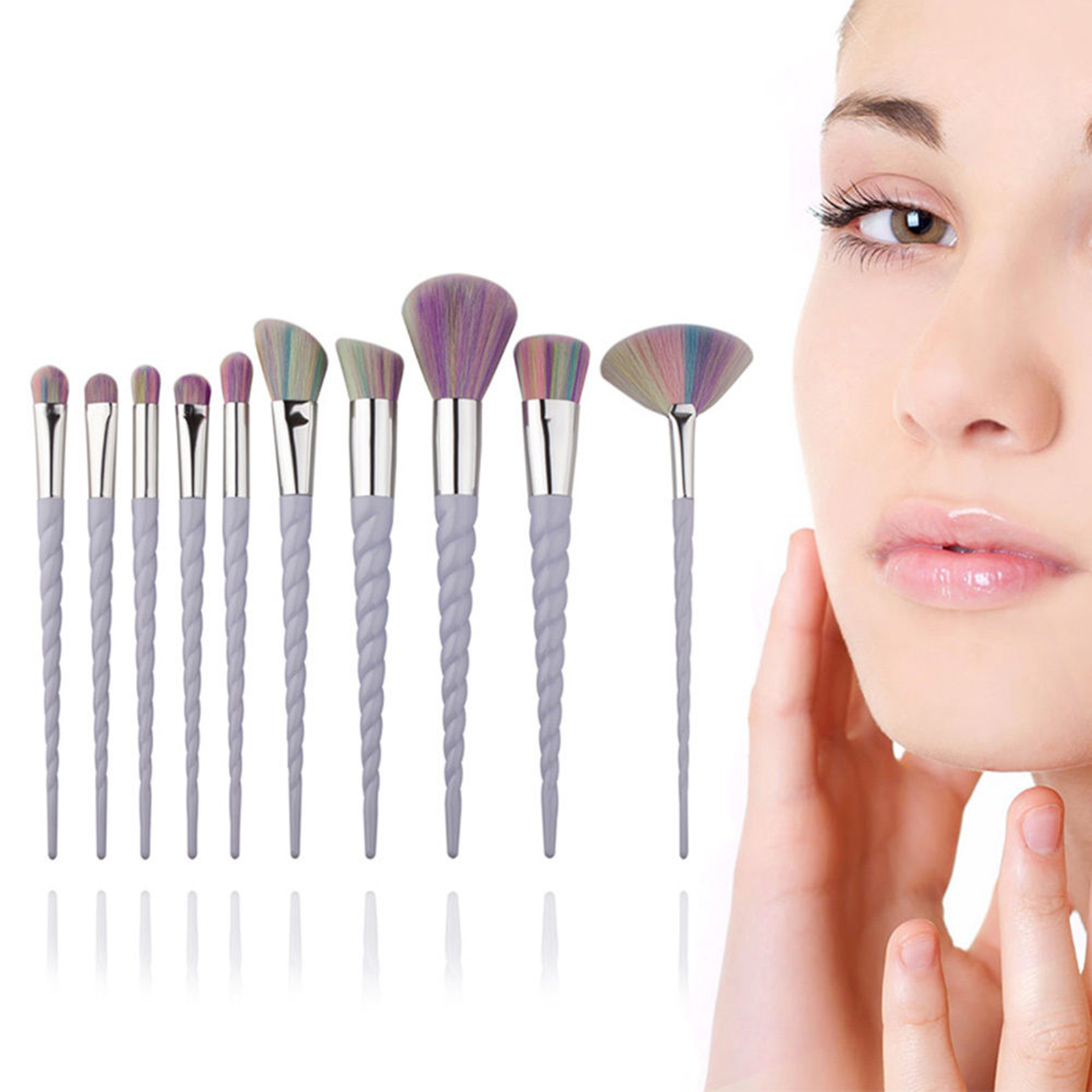 10Pcs Professional UniCorn Brush Make Up Foundation Blush Cosmetic Brushes Sets
