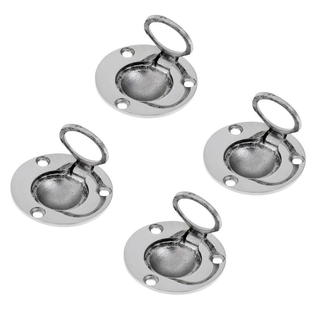 4 Pieces Boat Marine Stainless Steel Round Flush Lift Ring Hatch Pull Handle