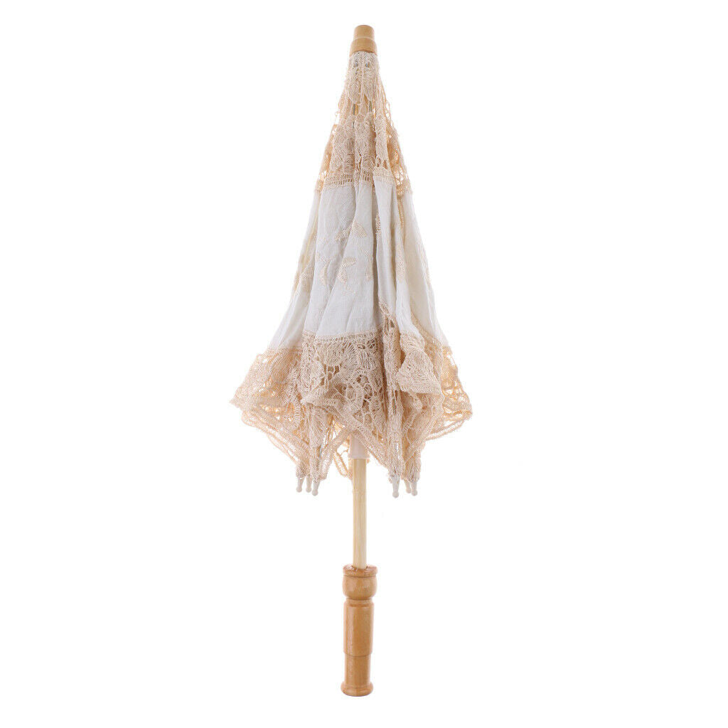 Handcraft Mini Lace Flower Umbrella Parasol Wedding Party Decor Prop Apricot