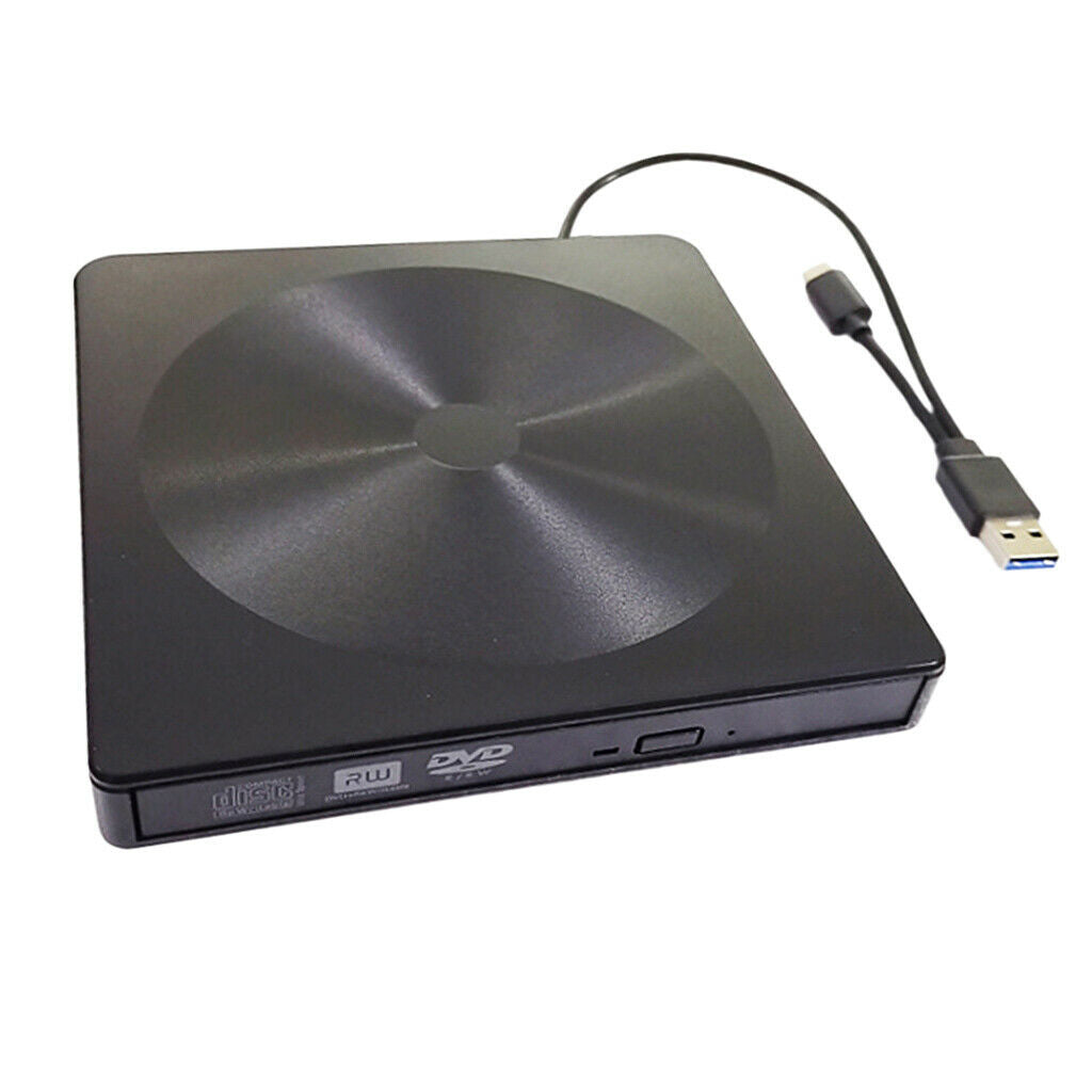 External USB CD Burner Writer DVD ROM Drive Player Black For PC &
