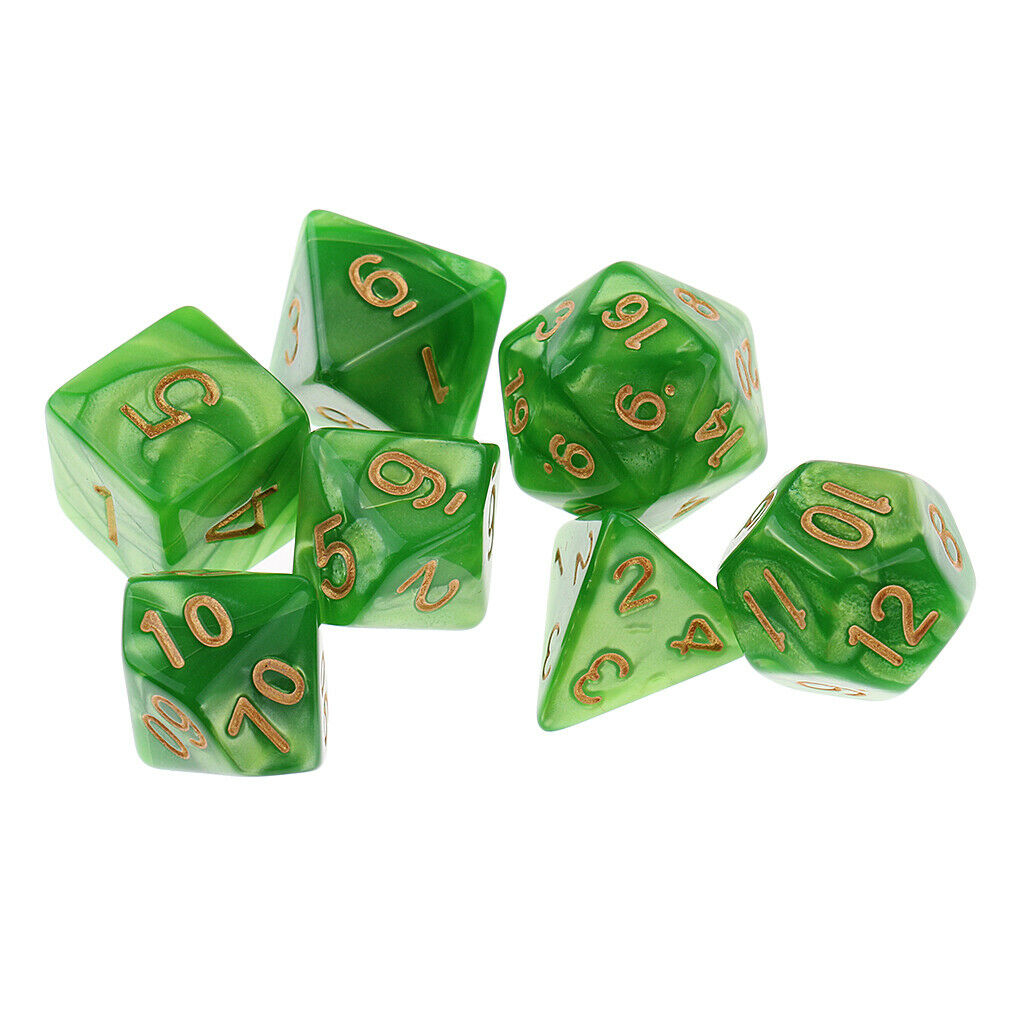 7PCS Polyhedral Dice 16mm for  Dice DND RPG Yellow Green