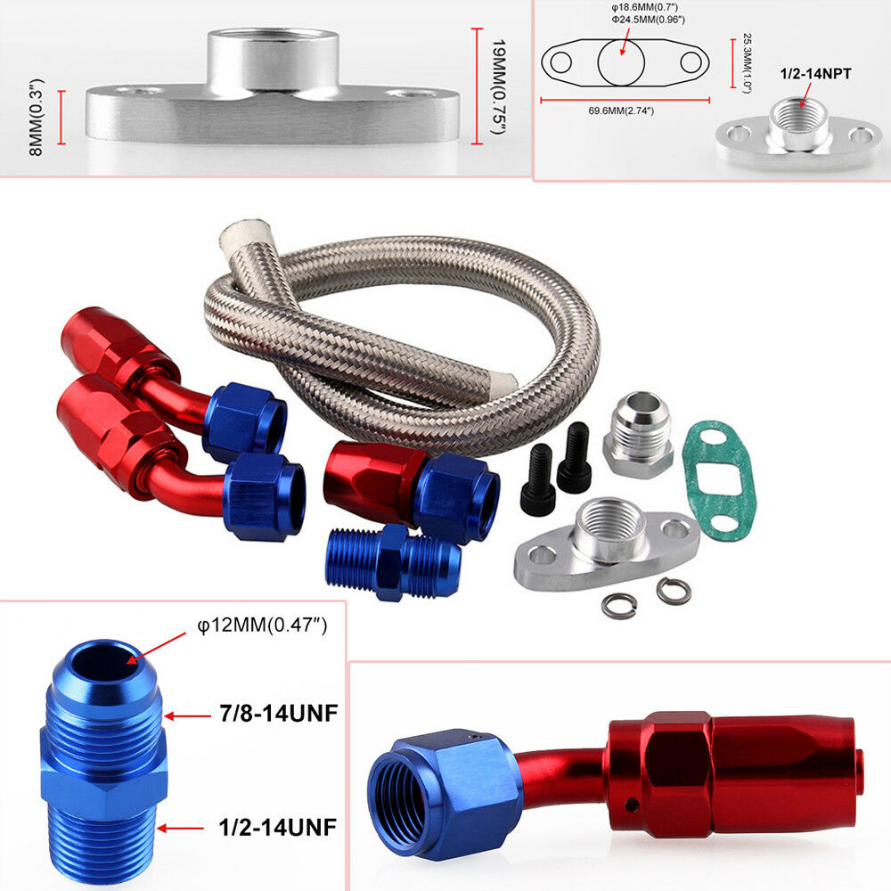 21.7" Oil Feed Line Return Drain Line For Turbo Charger T3 T4  T04E T70 T60 T61