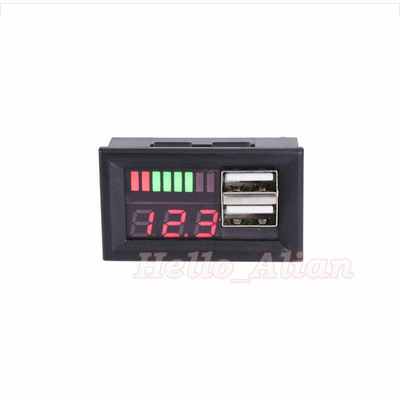12V Lead Acid Battery BMS Capacity Level Indicator Volt Meter Dual USB Charger L