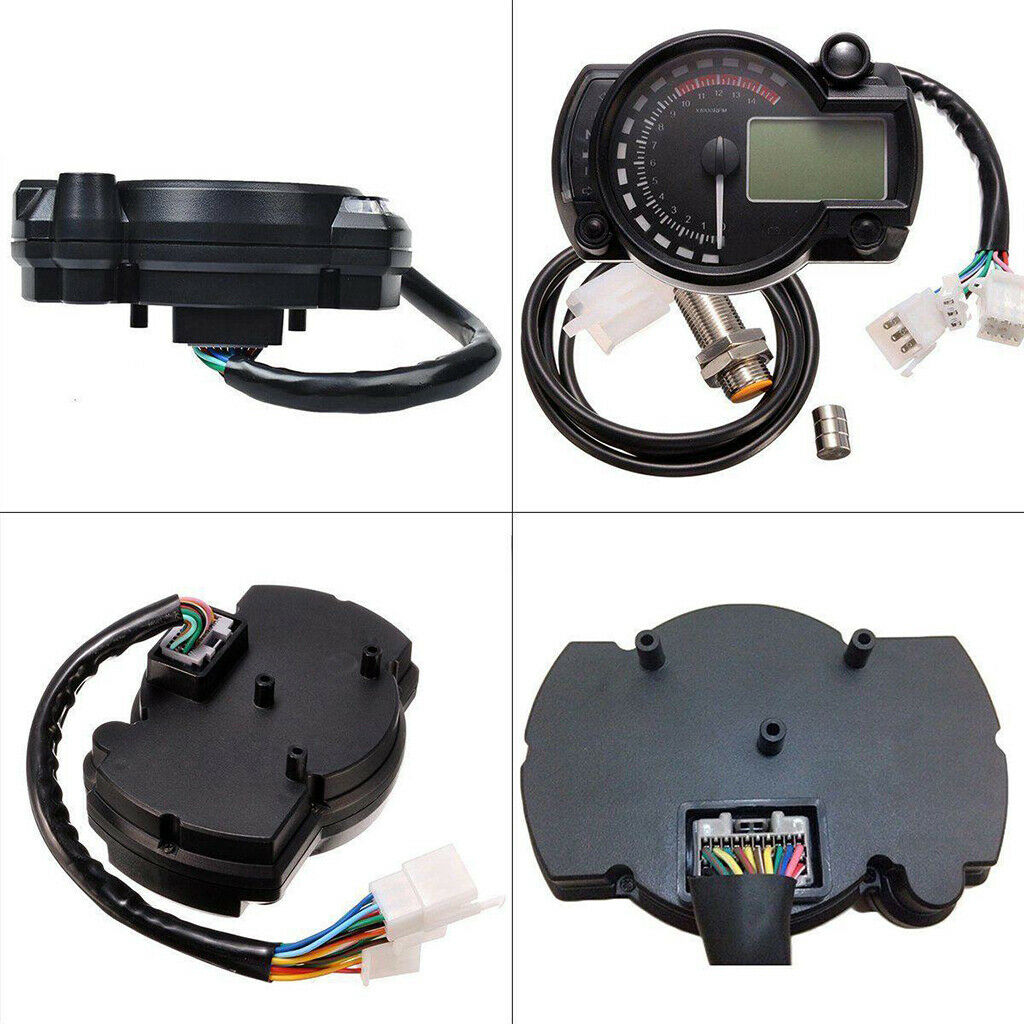Motorcycle Digital Speedometer Odometer Tachometer Adjustable 14000RPM