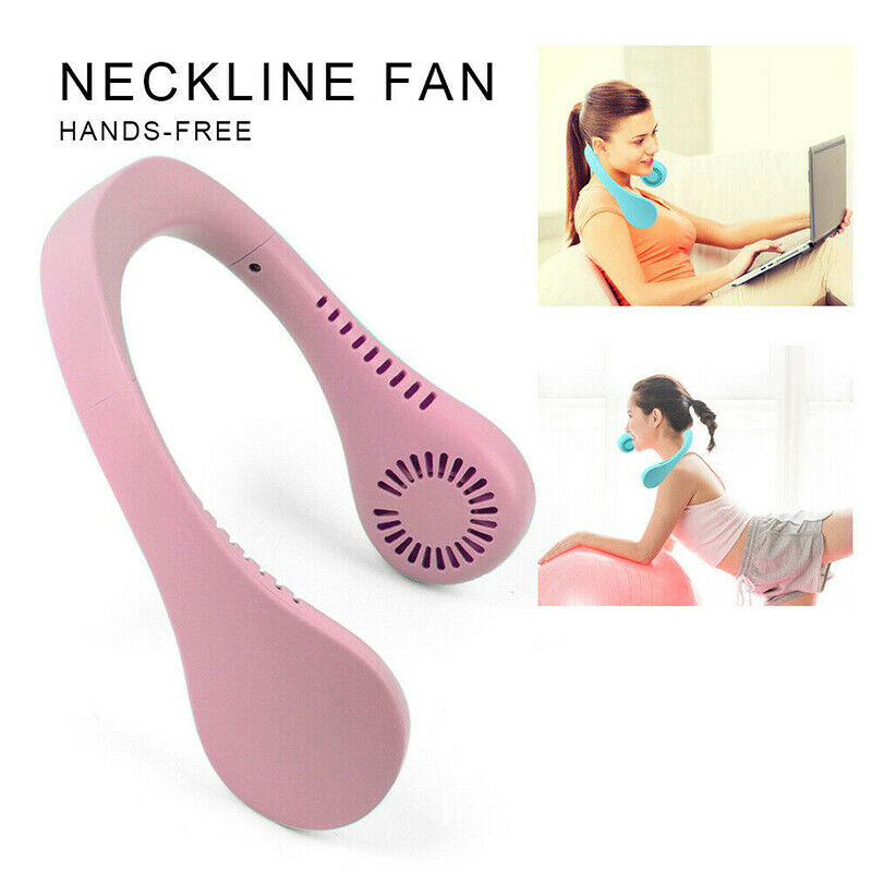 USB Portable Neck Hanging Hands-Free Fan 2 In 1 Air Cooler Usb Rechargeable