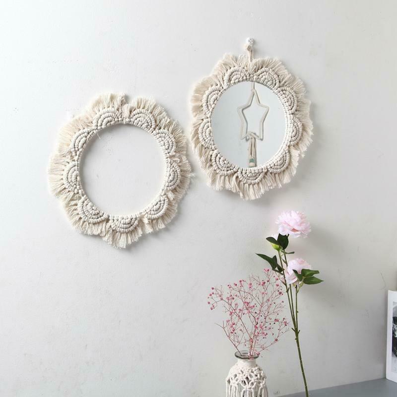 Nordic Ins Round Lace Mirror Artistic Bohemian Hand-woven Cotton Rope Decoration
