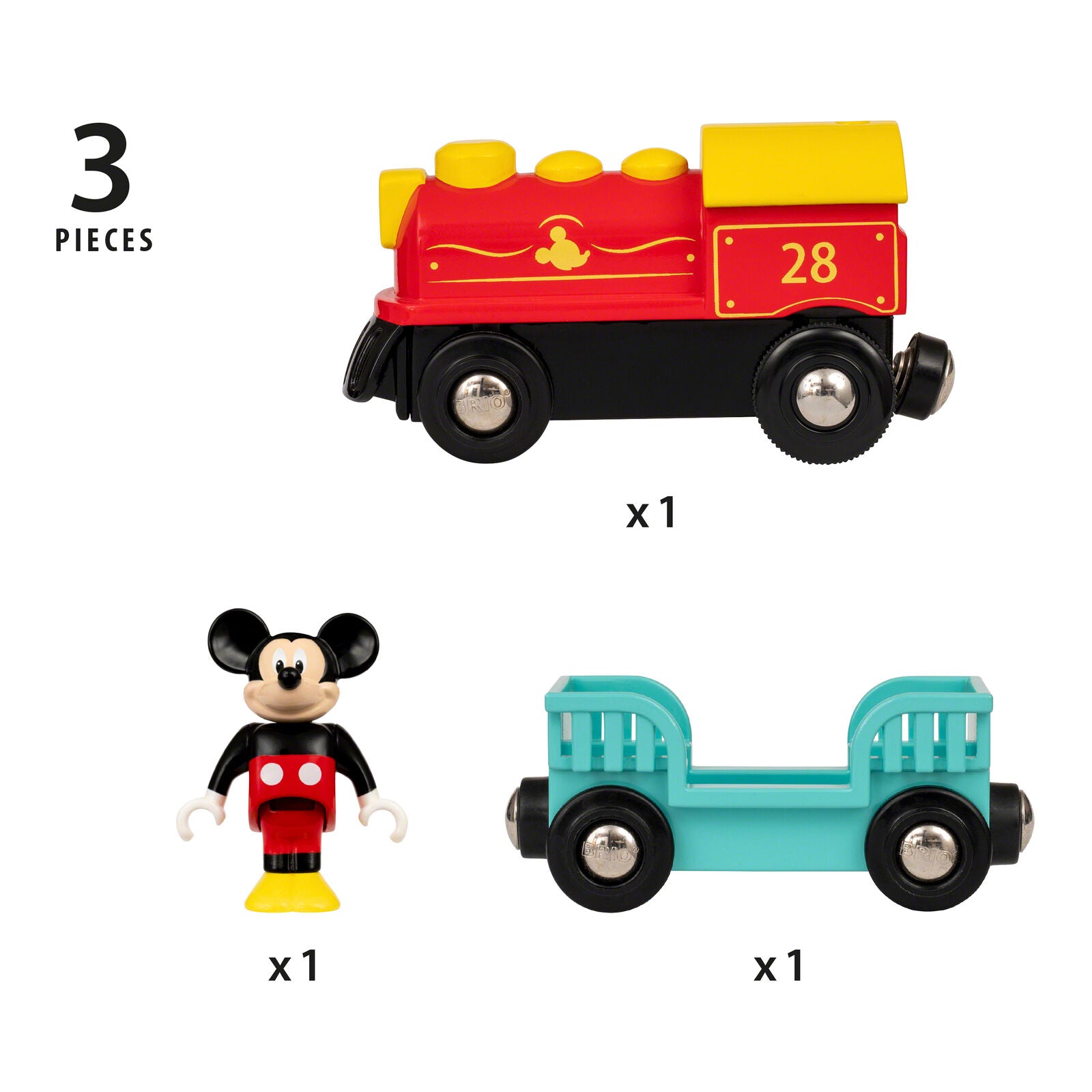 32265 BRIO Disney Mickey Mouse Battery Train Carriage Wooden Railway Age 3 Year+