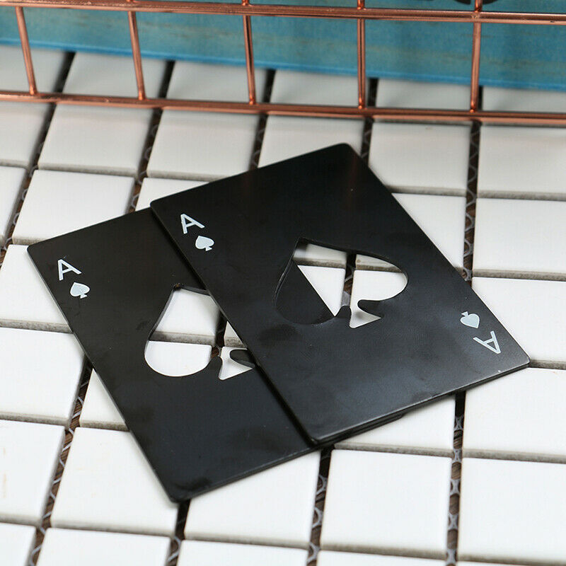 Beer Bottle Opener Black Poker Card Personalized Stainless Steel of Spades BBDA