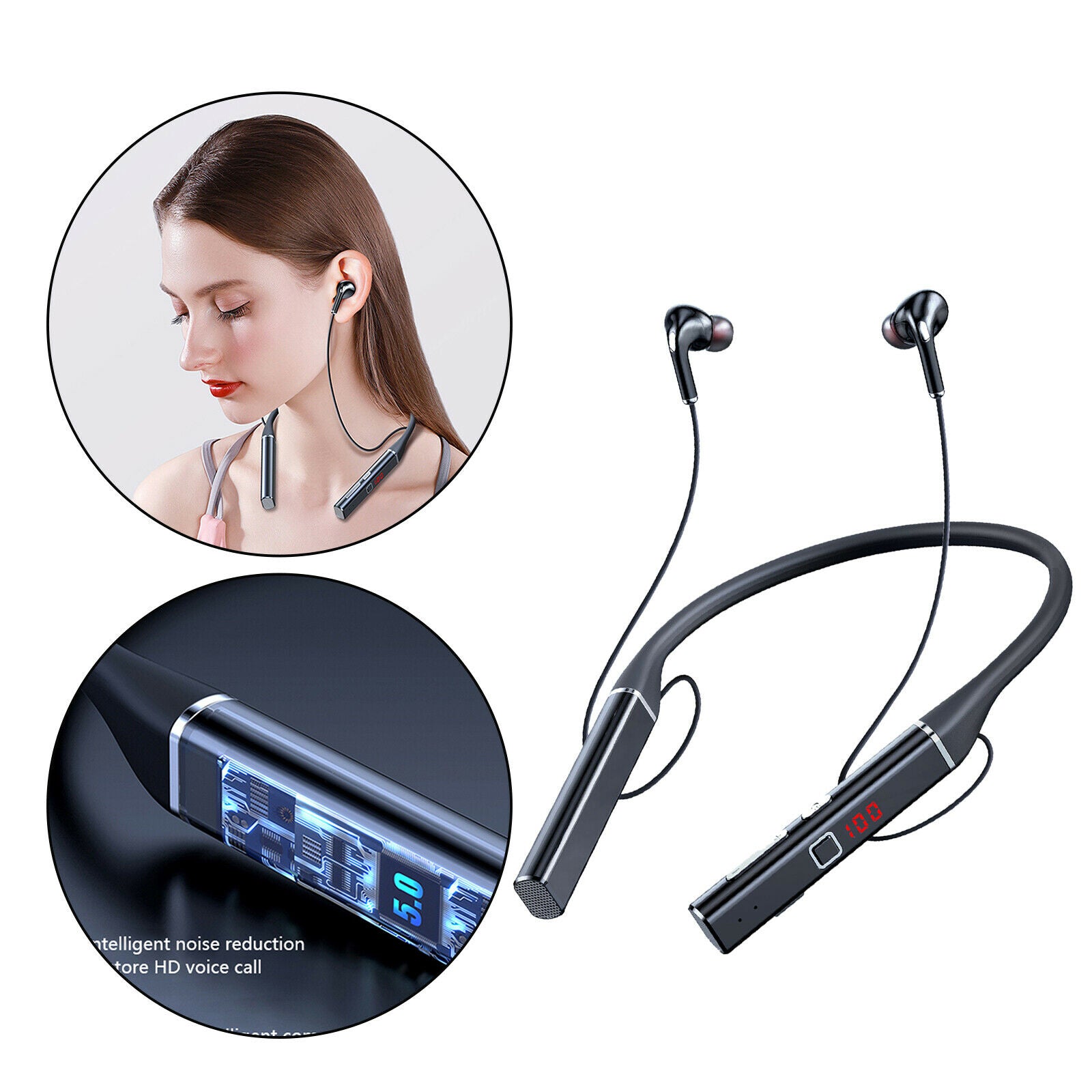 Sport Earphones Wireless w/Mic Bluetooth Headphones 800MAH for Home Office