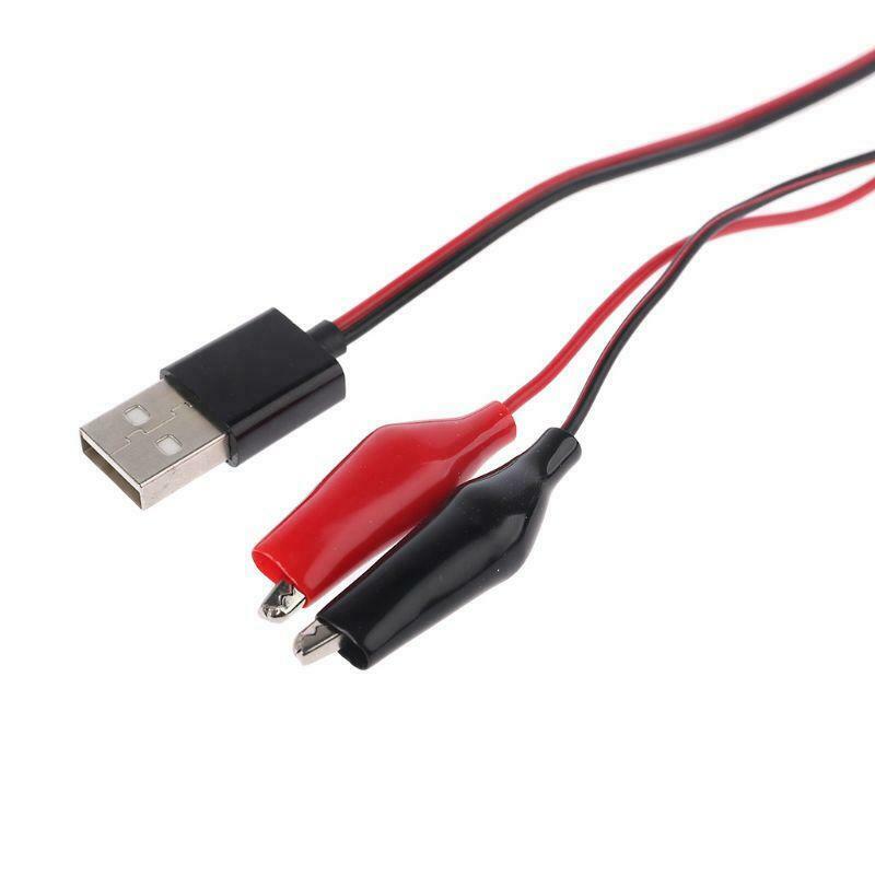 55CM Alligator Test Clips Clamp to USB Male Connector Power Supply Adapter Wire