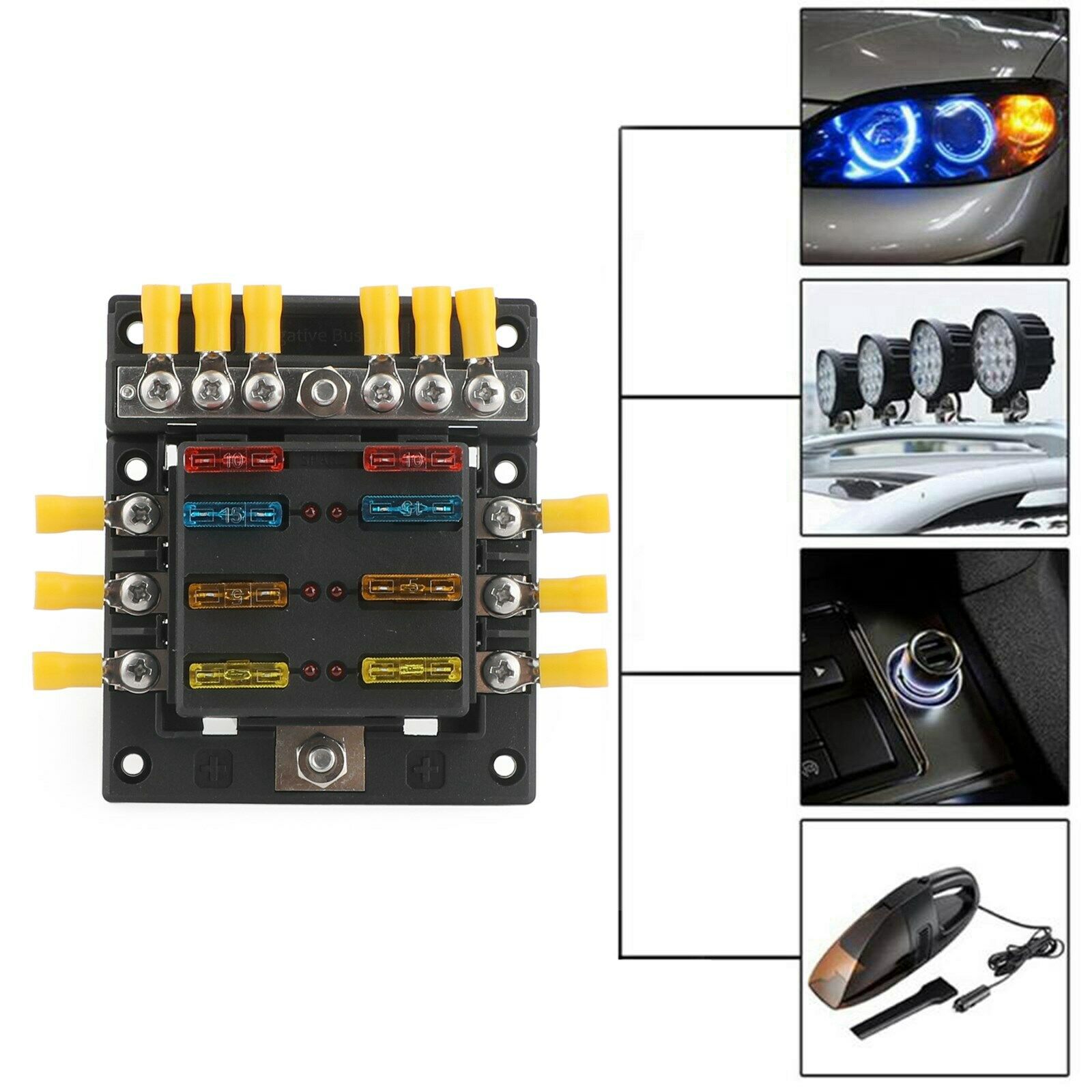 6 Way Fuse Block Detachable Removable Negative Electrode Holder Waterproof CN