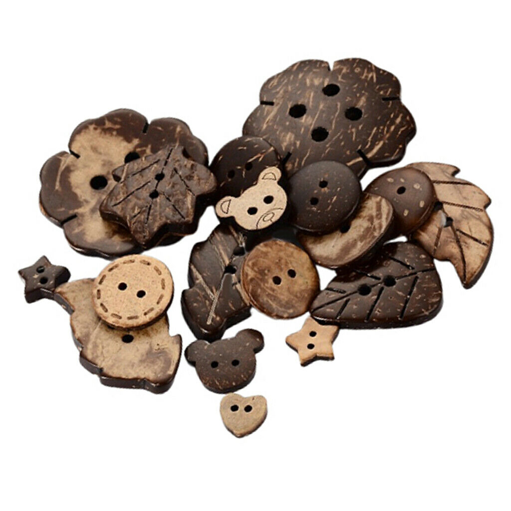100x Coconut Shell Wood Button Wooden Sewing Decor 2/4 Holes Accessories Lot