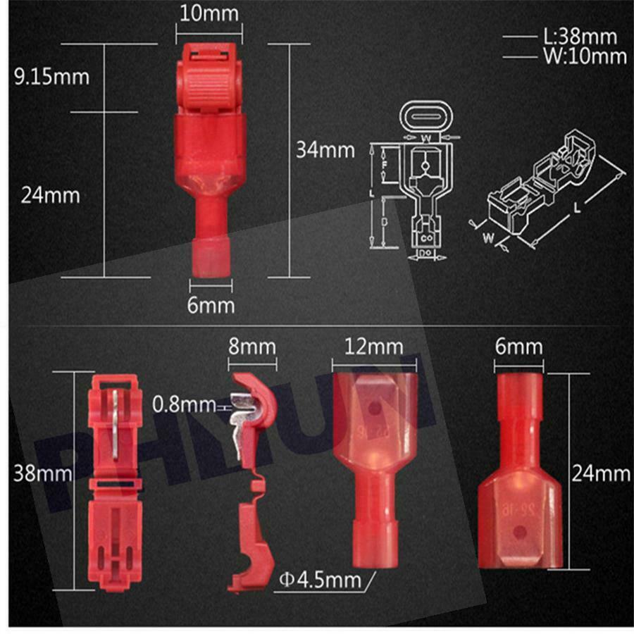 240PCS 22-10 AWG T-Tap Quick Insulated Splice Wire Terminal Connectors Combo Kit