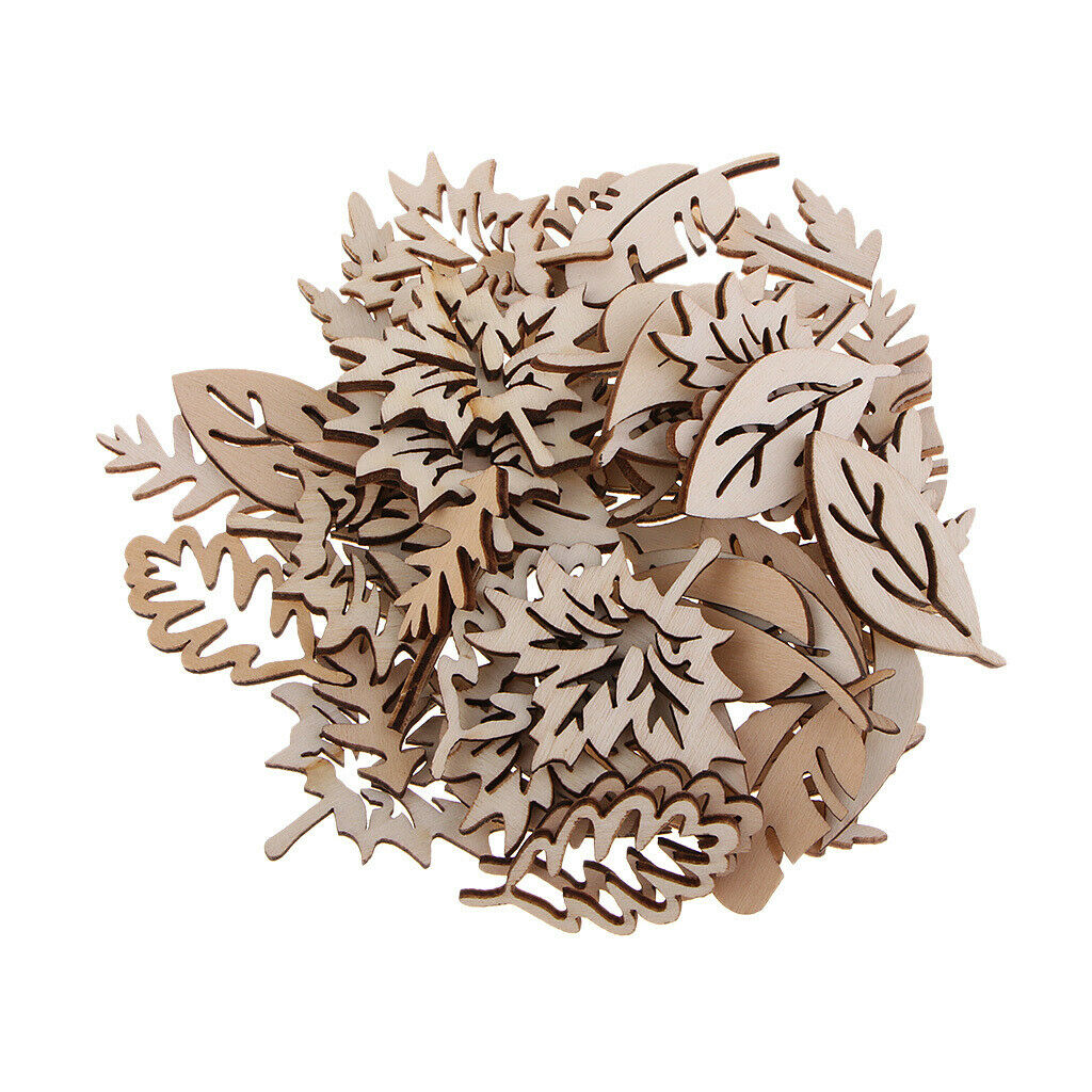 50 Pieces Natural Wooden Leaves Shapes For DIY Craft