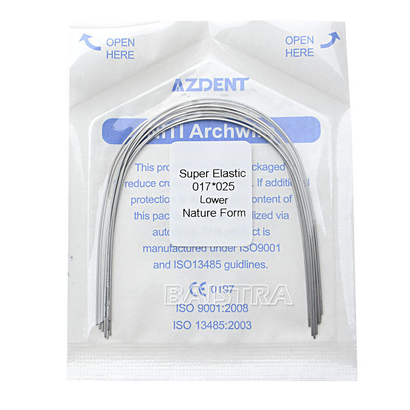100X Dental Ortho Super Elastic Niti Rectangular Arch Wire 17X25 Lower Natural